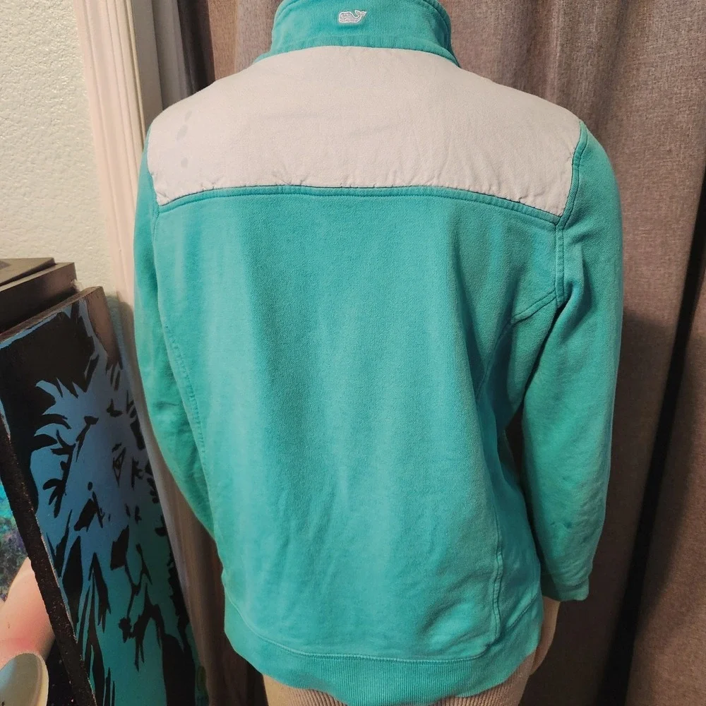 Vineyard Vines Shep Shirt S‎ Small Teal With Gray panel Performance Pullover - Picture 5 of 11